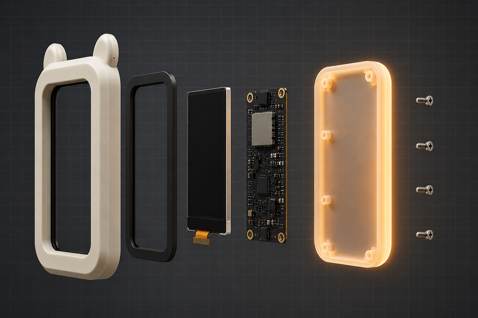 Exploded view of Open Busy Sign components